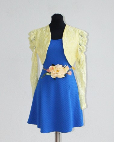 Bolero de fiesta amarillo con encaje