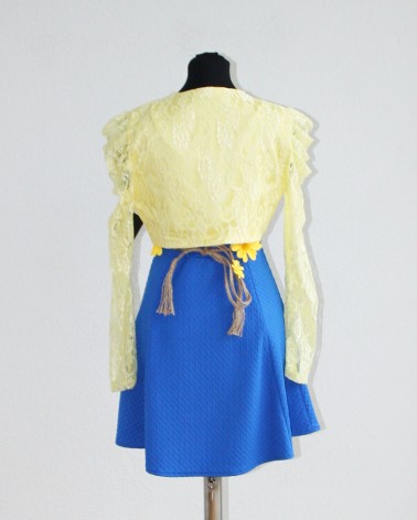 Bolero de fiesta amarillo con encaje