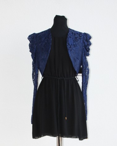 Bolero de fiesta azul marino con encaje