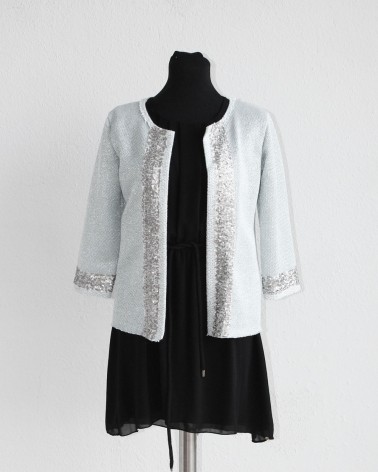 Chaqueta de fiesta plata brillante