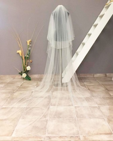 Velo de Novia Doble de Diseño Liso Clásico Elegante