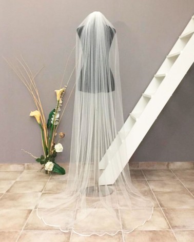 Velo de Novia Liso con Reborde de Tul Sedoso Clásico Elegante