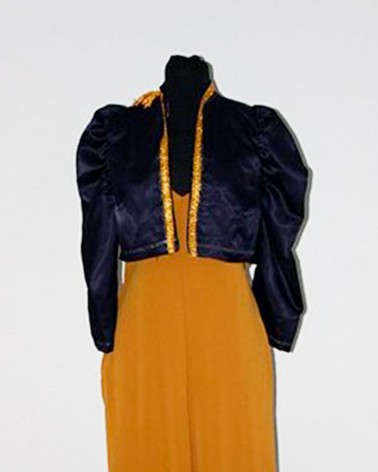 Bolero de fiesta azul marino con toques dorados