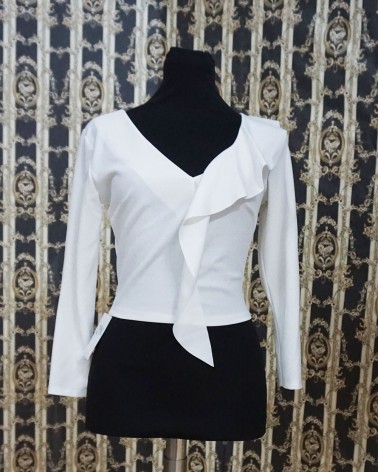 Top de Fiesta Blanco drapeado en el pecho