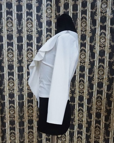 Top de Fiesta Blanco drapeado en el pecho