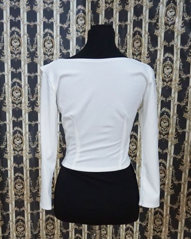 Top de Fiesta Blanco drapeado en el pecho