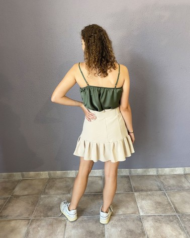 Mini falda con volante color beige