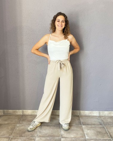 Pantalón campana beige