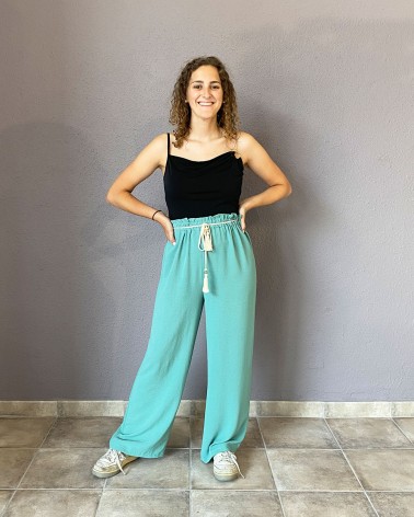 Pantalón verde agua campana