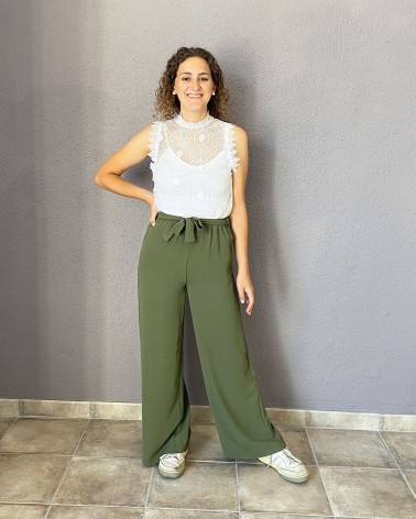 Pantalón campana verde militar