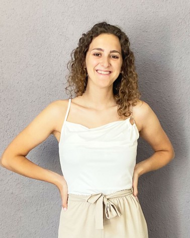 Camiseta de tirante fino con cadena blanco