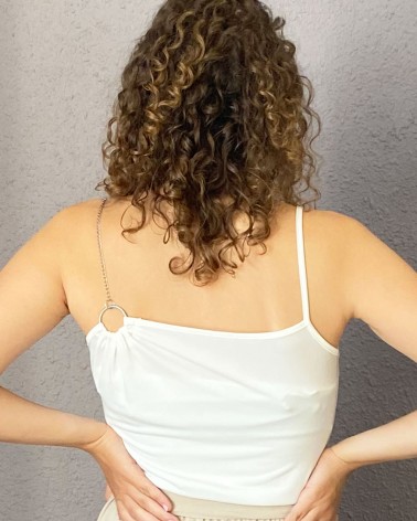 Camiseta de tirante fino con cadena blanco
