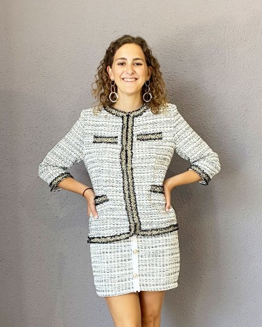Traje estilo chanel dos piezas falda y chaqueta
