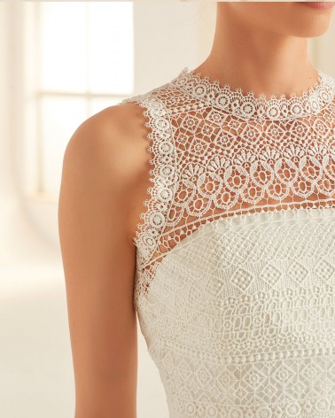 Top halter de encaje geométrico para novia