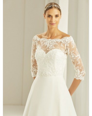 Top de tul bordado con encaje floral para novia