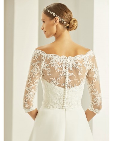 Top de tul bordado con encaje floral para novia